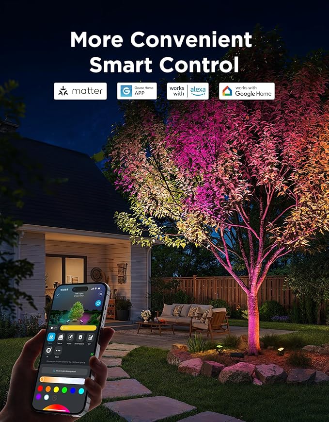 Govee Outdoor Tree Lights 3-Pack, RGBWIC LED Landscape Lighting | Outdoor Lights for Yard Garden Patio, 66 Scene Modes for Holiday Party and Event, App Control, Google Assistant, Matter - Image 8
