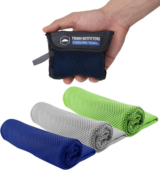 Tough Outdoors Cooling Towels for Neck Face - Neck Cooling Towel for Hot Weather Yoga Sports Golf Sweat - Instant Cold Towel - 3 Pack by ToughOutdoors
