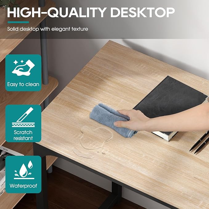 BestOffice Computer Desk,Home Office Desk, Modern Simple Style for Home Office Study Writing (Nature, 39 Inch) - Image 7