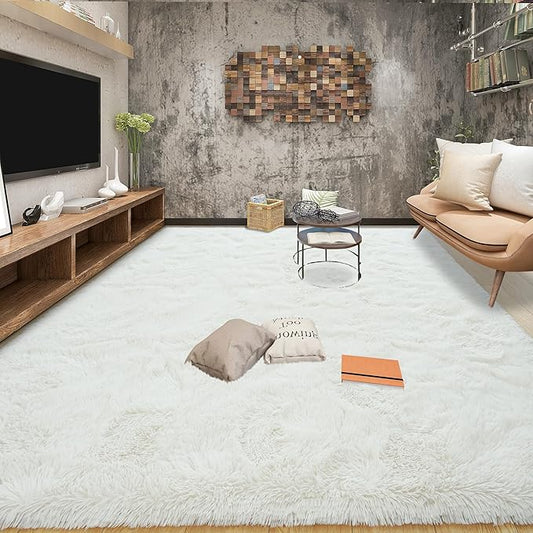 Tepook Area Rugs 10x14 for Living Room, Super Soft Fluffy Rugs for Bedroom, Modern Shaggy Rug Fuzzy Carpets for Kids, Plush Indoor Nursery Home Decor Rug with Non-Slip Bottom, Cream White by Tepook