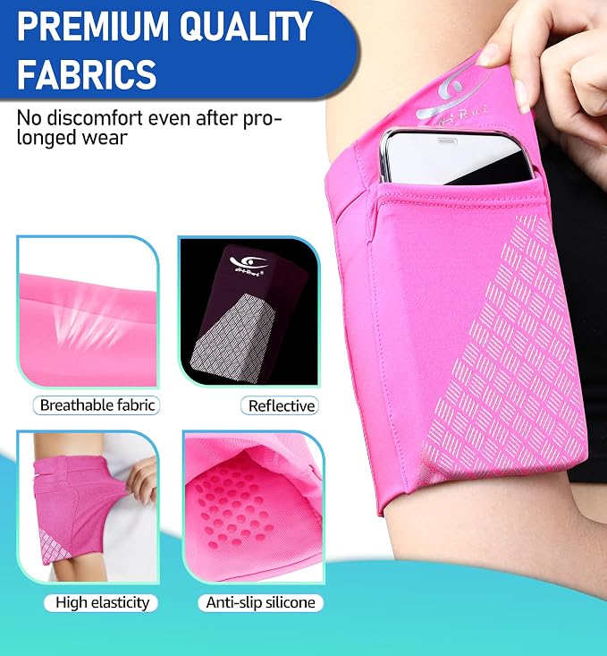 HiRui Universal Sports Armband Cell Phone Armband Sleeves Running Armband for Exercise Workout, Compatible with iPhone 17/17Plus/Pro/16/15/15Plus/14 Samsung Galaxy All Phones (Medium, Pink) - Image 3