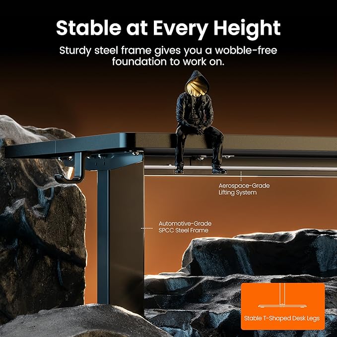 ErGear 55 x 28 Inches Height Adjustable Electric Standing Desk, Sit Stand up Desk, Memory Computer Home Office Desk, Black - Image 5