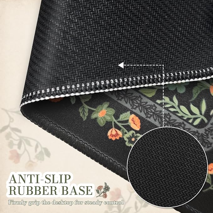 iCasso Aesthetic Small Mouse Pad, 9.5x7.9in,Home Office, Black Floral | Mini Portable Travel Mousepad, Anti-Slip and Comfortable Cloth Mouse Mat with Stitched Edges for Computer, Home - Image 5
