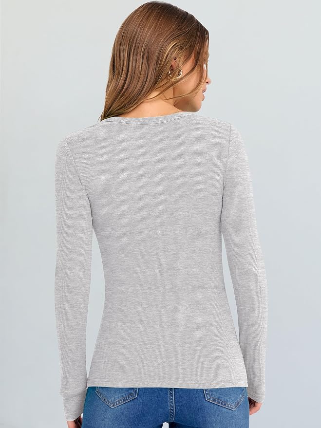 ANRABESS Long Sleeve V Neck Shirts for Women | Soft Comfy Ribbed Knit Fitted Tshirts, Casual Going Out Tops, 2026 Trendy Basic, Fall Winter Underscrub Layering Clothes - Image 5
