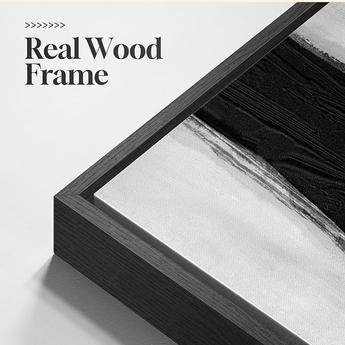 Large Framed Black and White Abstract Wall Art for Living Room, 2 Piece Modern Canvas Prints Wall Paintings Artwork for Walls, Minimalist Black Lines Pictures for Hallway Office Wall Decor 24x36 In - Image 5