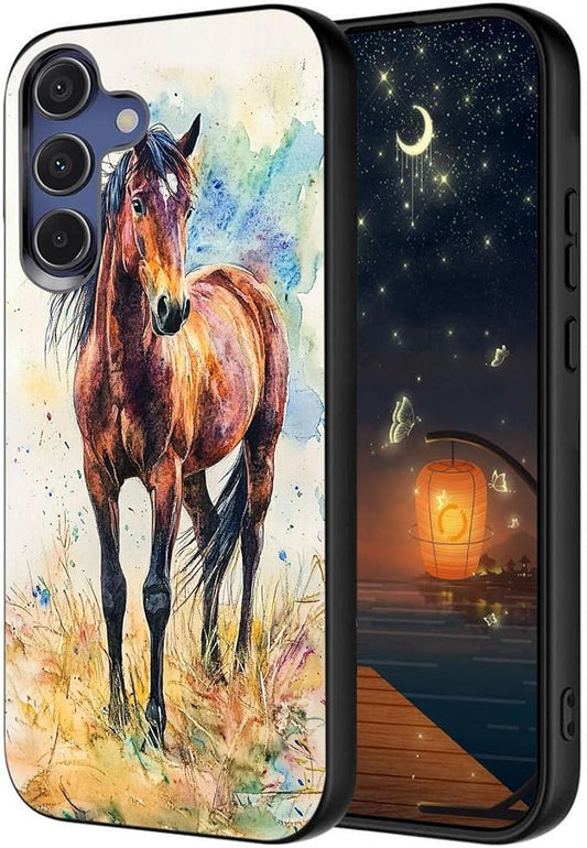 Designed for Galaxy S25 Plus Phone Case,Slim Silicone Shockproof Protective Case for Galaxy S25 Plus 6.7 inch,Watercolor Horse by Unknown