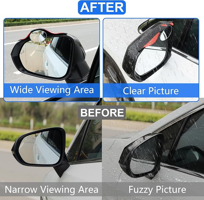 LivTee Blind Spot Mirror with Side Mirror Rain Guard, HD Glass Frameless Convex, Carbon Fiber 2-in-1 Side Mirror Covers Kit with Wide Angle Adjustable Stick for Cars SUV and Trucks, Pack of 2 - Image 7