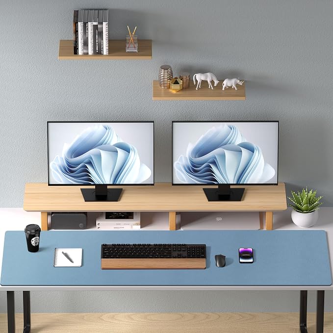 Aothia Leather Desk Pad Protector, Office Desk Mat, Large Mouse Pad, Non-Slip PU Leather Desk Blotter, Laptop Desk Pad, Waterproof Desk Writing Pad for Office and Home (48"x17", Denim Blue) - Image 8