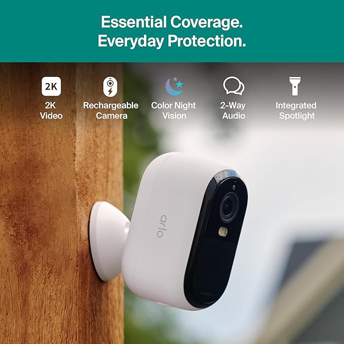 Arlo Essential Security Camera (3rd Gen - 2025 Release) 3 Cam + 3 Solar Panels + 6 Months of Secure Plus Plan - 2K, Person Recognition, Package Detection, Animated Preview, Dual-Band WiFi, White - Image 5