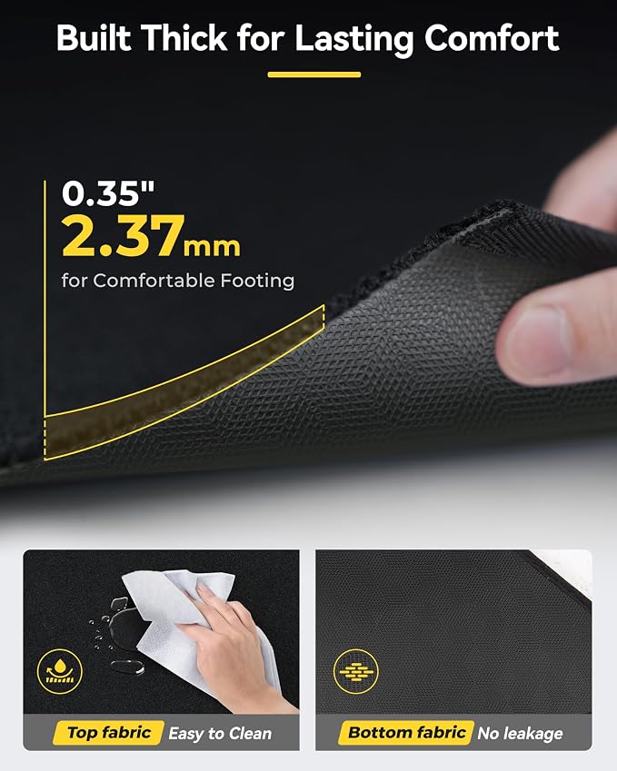 3W Floor Mats & Front Carpet for Ford Super Duty Crew Cab F-250 & F-350 & F-450 & F-550 (2017-2024 2025), All-Weather Storage TPE 1st & 2nd Row Liners, Bucket Seat Compatible, Not for Vinyl Floor - Image 4