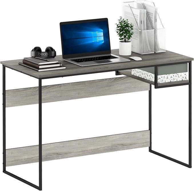 FURINNO Moretti Lifestyle Study Desk, 45 Inches, French Oak Grey by Furinno-FitsYourSpaceFitsYourBudget