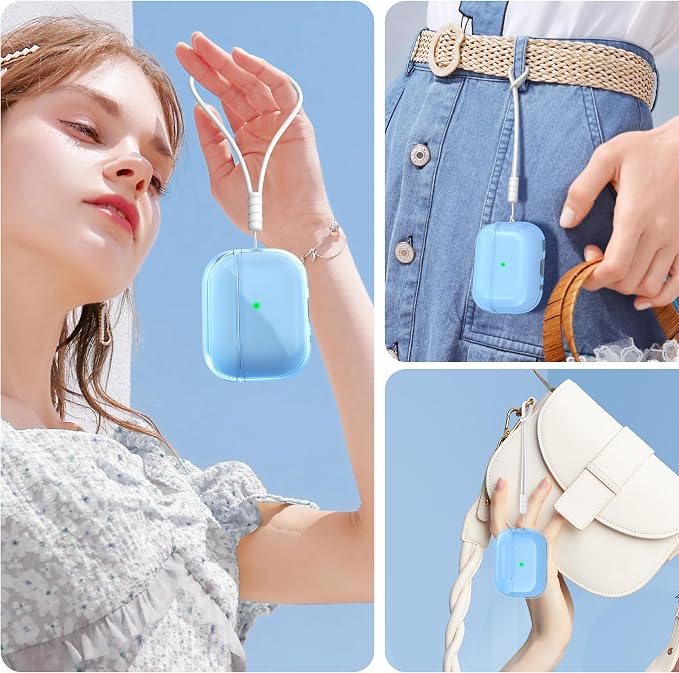Airpods Pro 2nd/1st Generation Case Cover, Compatible with Airpods Pro Case 2nd Gen USB C Charging Port, Clear Soft Transparent Military Grade Shockproof Case, Clear Blue - Image 3