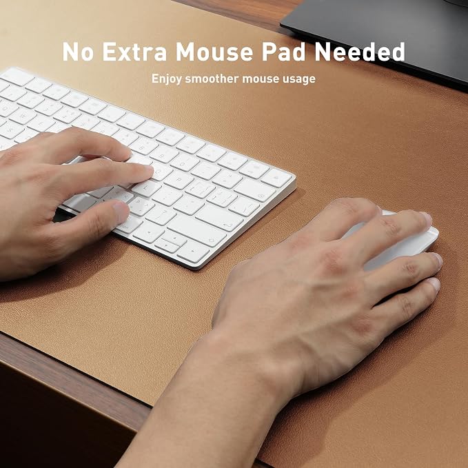 Aothia Faux Leather Desk Mat, Waterproof Desk Pad (Khaki, 23.6" x 13.7") | One large surface for your keyboard, laptop and mouse, reducing desktop clutter without a separate mouse pad - Image 4