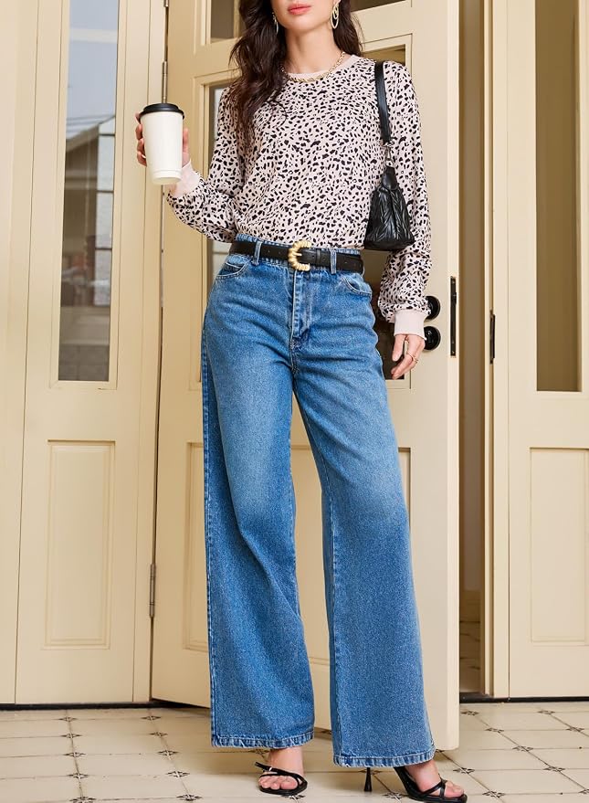 EVALESS Womens Crewneck Long Sleeve Tops Casual Polka Dots Tops Fall 2026 Tshirts Shirts - Image 6