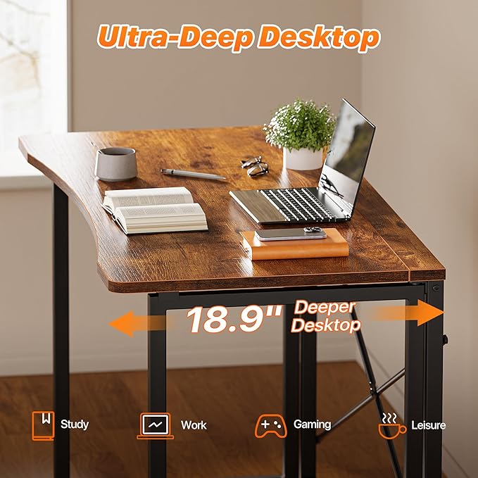 Huuger Folding Desk for Small Spaces, 31.5 Inch Foldable Computer Table, Easy Assembly, for Home Office, Study, Bedroom, Dorm, Space Saving, Small Writing Work Office Computer Desk, Rustic Brown - Image 4