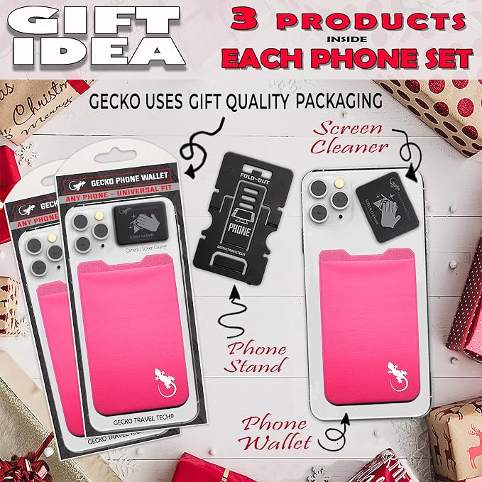 Phone Wallet - Adhesive Card Holder - Cell Phone Pouch - Stick on Lycra Pocket by Gecko - Carry Credit Cards and Cash - Image 3
