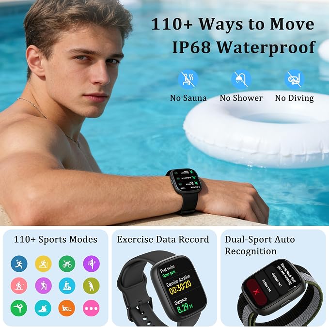 Smart Watch for Women Men, 2026 Upgrade Smartwatch [2 Bands, 44mm case], 1.83" Fitness Tracker Watch Alexa Built-in, Make/Answer Call, HR Sleep Stress Monitor, IP68 Waterproof Step Counter Watch - Image 6