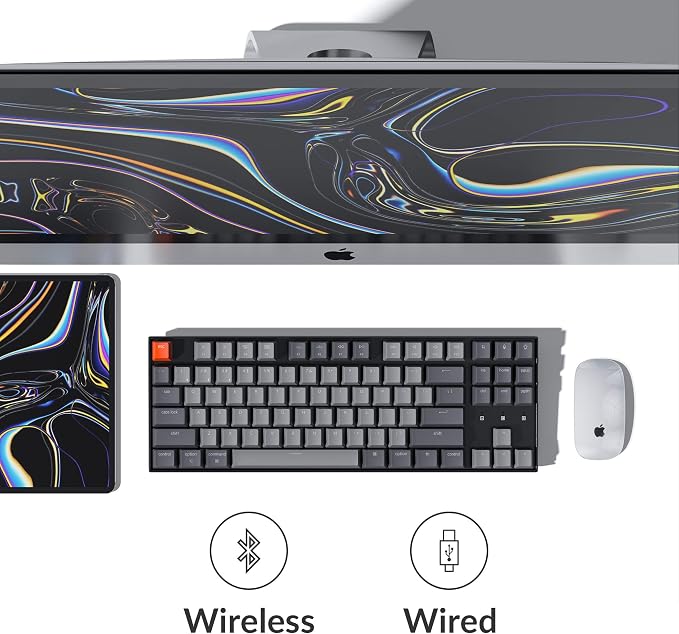 Keychron K8 Tenkeyless Wireless Mechanical Keyboard for Mac, RGB Backlight, Bluetooth, Multitasking, Type-C Wired Gaming Keyboard for Windows with Gateron G Pro Brown Switch - Image 2