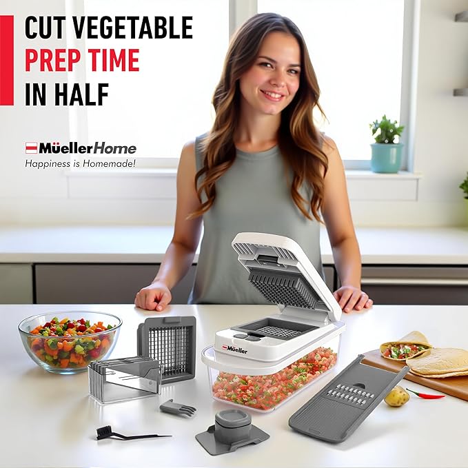Mueller The Real Original Pro Vegetable Chopper & Mandoline Slicer, 10-in-1 | since 2013, 8 Blade Food Veggie Chopper, Onion Vegetable Cutter with Container, Kitchen Gadgets & Essentials - Image 9