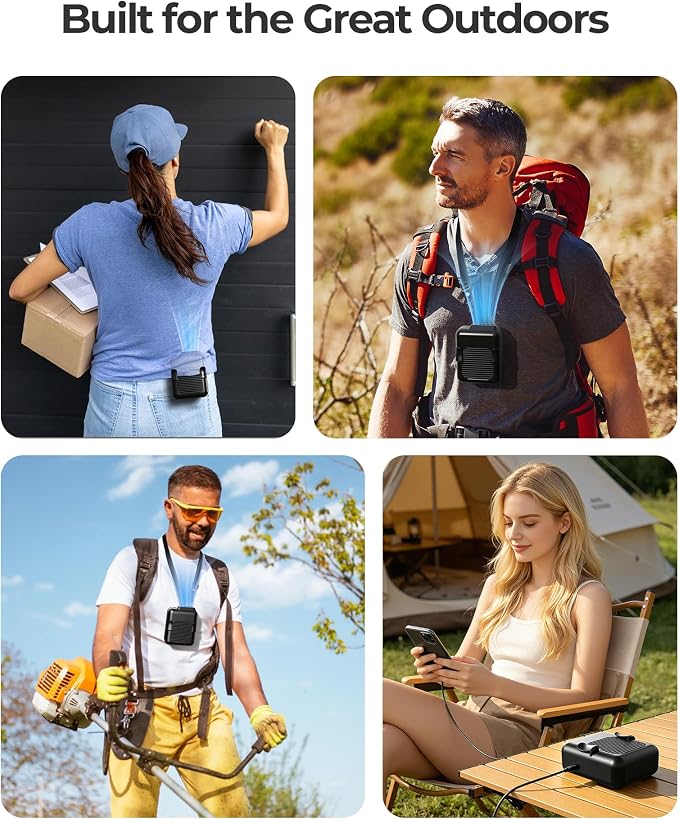 SLENPET Portable Waist Clip Fan, 6000mAh Battery Operated Necklace Fan, 23 Hours Working Time, 3 Speeds, 5100RPM Strong Airflow Hands-free Belt Fan for Outdoor Works, Farm, Hiking, Camping, Travel - Image 4
