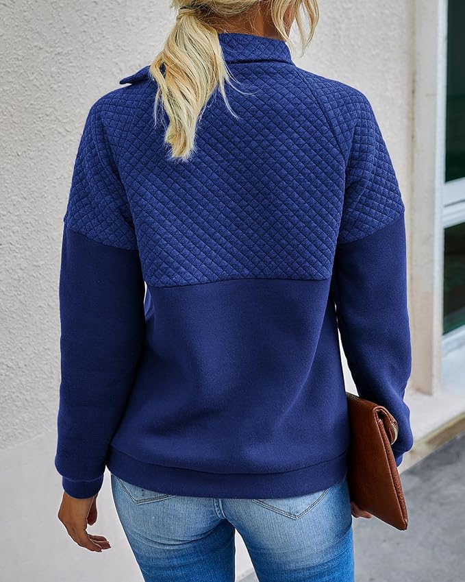 BTFBM Women Fashion Quilted Pattern Lightweight Zipper Long Sleeve Plain Casual Ladies Sweatshirts Pullovers Shirts Tops - Image 3