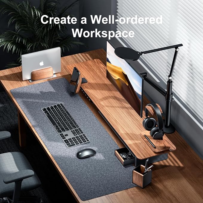 UPERGO Desk Tray Organizer Drawer for Home Office, Walnut Desk Organizer Tray for Keys, Pen, Watch - Image 5