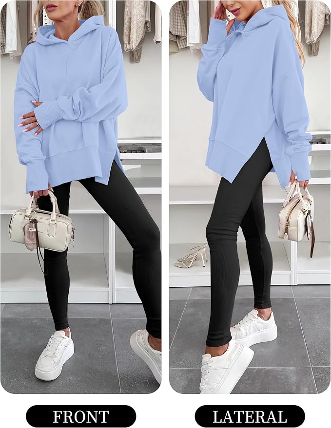 ANRABESS Womens Oversized Hoodies Long Sleeve Fleece Side Slit Hooded Sweatshirts Pullover 2026 Fall Outfits Y2K Clothes - Image 6