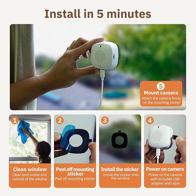 Girafit 2K Window Camera,2.4GHz & 5GHz WiFi Indoor Cameras for Home Security with ChroMax Al Color Night Vision,Person & Motion Detection,Easy & Quick Install(4 Pack) - Image 8