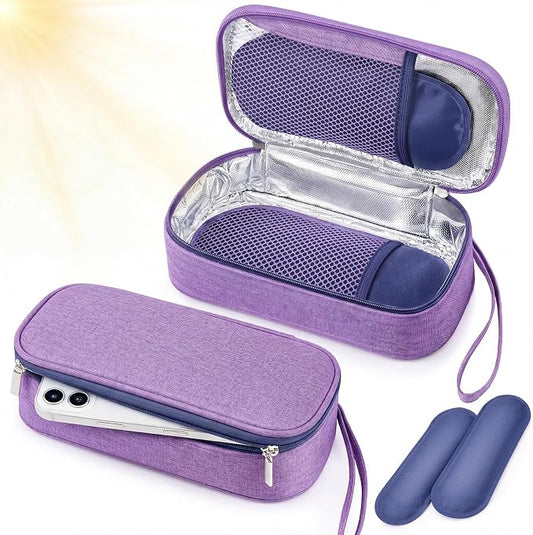 Phone Cooler Bag for Beach, Portable Phone Cooling Pouch with 2 Reusable Ice Packs, Keeps Cool in Extreme Heat for Car Pool Hiking, Extends Battery Life, Fits All Smartphones(Purple,Fabric) by Unknown