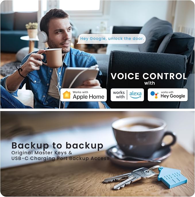 Lockly Secure Pro Smart Door Lock,Fingerprint Keyless Entry Door Lock,Apple Home Key Compatible,Auto Lock, App Remote Control,IP65 Waterproof,Easy Installation - Image 8