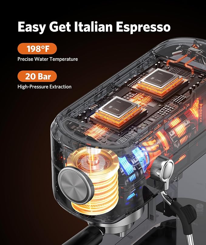 COWSAR Espresso Machine,Expresso Coffee Machines,Espresso Maker with Milk Frother Steam Wand & 40oz Removable Water Tank，Stainless Steel Compact Cappuccino & Latte Machine - Image 5