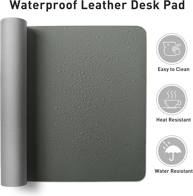Aothia Leather Desk Pad Protector, Large Mouse Pad, Office Desk Mat, Non-Slip PU Leather Desk Blotter, Laptop Desk Pad, Waterproof Desk Writing Pad for Office and Home (Jungle Green, 23.6" x 13.7") - Image 6