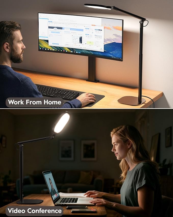 LitONES Led Desk Lamps for Home Office with Base, Tall Desk Lamp with 50 Light Modes & Memory and Timer Func Computer Light, Flexible Adjustable Table Lamps for Video Conference, Architect - Image 3