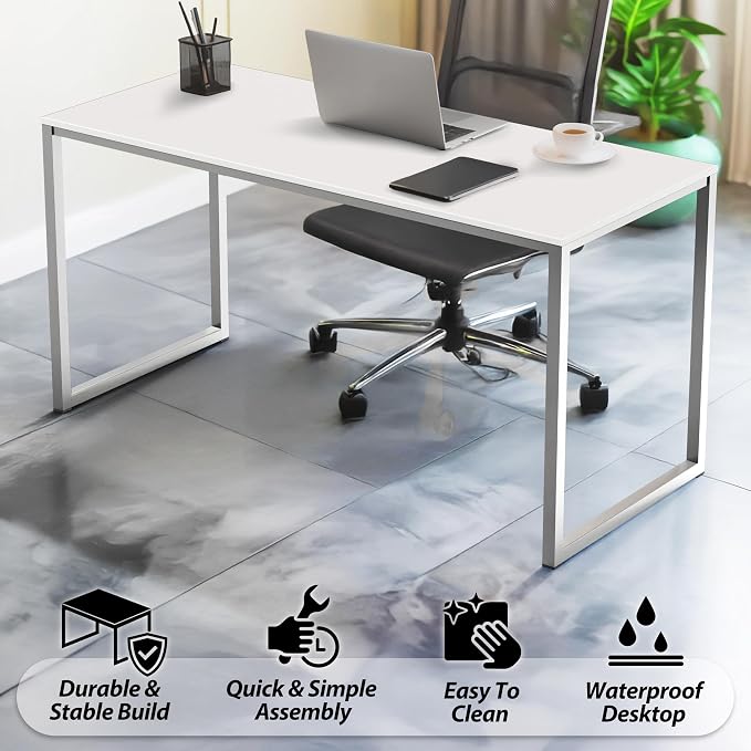 SHW Mission 40-Inch Home Office Computer Desk, White - Image 4