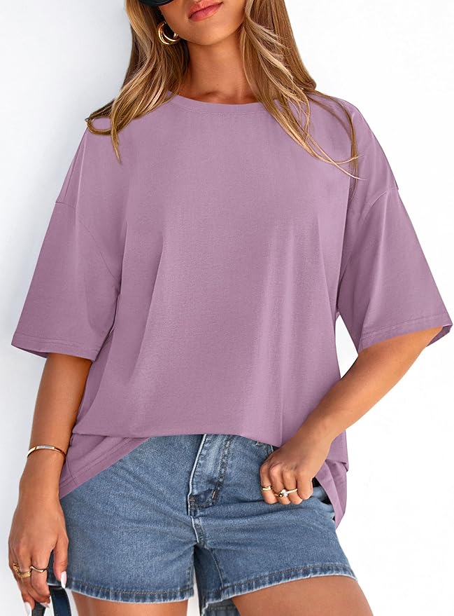 PRETTYGARDEN Womens 2026 Spring Going Out Tops Casual Short Sleeve Crewneck Loose Fit Basic Oversized T Shirts Summer Outfits - Image 2