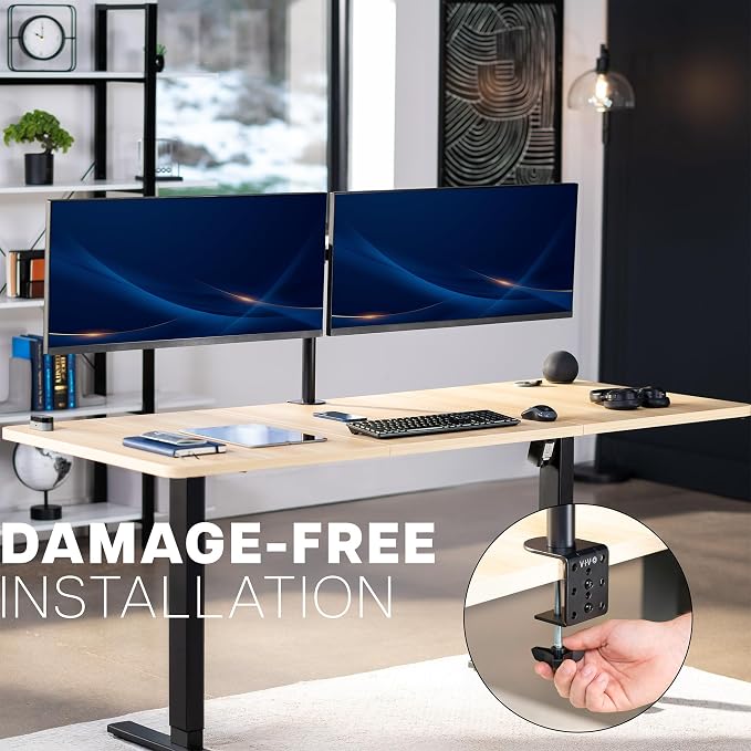 VIVO Premium Dual Ultra Wide LCD LED 27 to 38 inch Monitor Desk Mount, Heavy Duty, Adjustable Telescoping Arms, Flush Wall Setup, Fits 2 Screens, Black, STAND-TS38C - Image 9