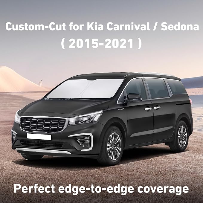 EcoNour Windshield Sunshade Compatible for Kia Carnival/Sedona 2015-2019 2020 2021, Sun Visor for Front Windshield & Window Sun Shade Cover, UV Heat Blocker & Protector, Car Accessories - Image 2