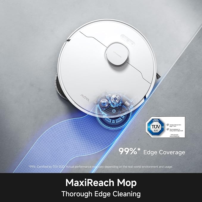 MOVA P20 Ultra Robot Vacuum and Mop, 30,000Pa Suction, MopExtend Edge Cleaning, All-in-One Dock with 145°F Mop Auto-Drying, 100 Days Auto-Empty, Liftable Spinning Mop for Carpet, Hard Floors, Pet Hair - Image 5