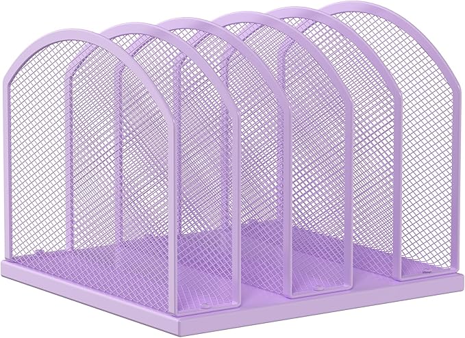 Gawerk 5-Section Vertical Desktop Organizer, 6-Section Mesh File Folder Stand Sorter for Office Home Classroom Organization by Gawerk