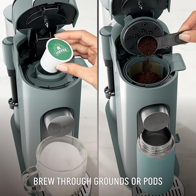 Ninja Pods & Grounds Coffee Maker, K-Cup Compatible, Sage Green, PB051SG | Built-In Milk Frother, 6-oz. Cup to 24-oz. Travel Mug Sizes, Iced Coffee Maker, 1550 watts - Image 2