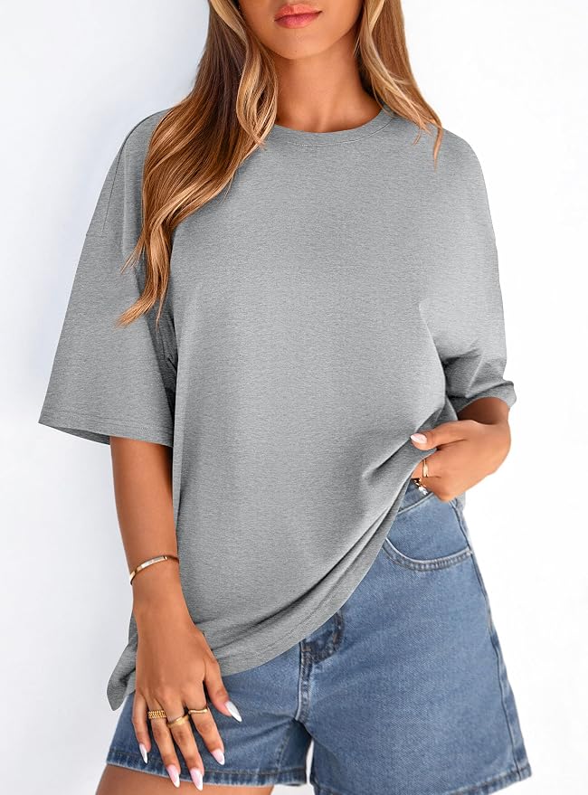 PRETTYGARDEN Womens 2026 Spring Going Out Tops Casual Short Sleeve Crewneck Loose Fit Basic Oversized T Shirts Summer Outfits - Image 4
