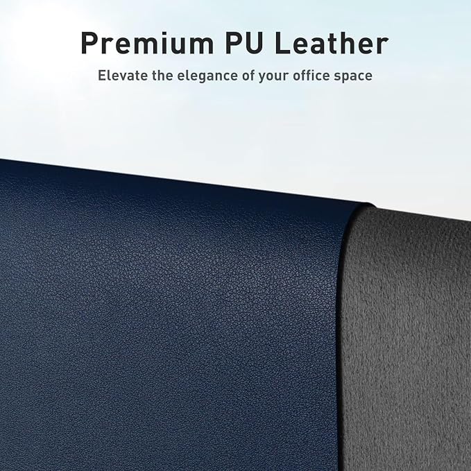 Aothia Faux Leather Desk Mat – Large Mouse Pad, Non-Slip PU Leather Blotter, Waterproof Writing Surface for Office and Home (Dark Blue, 47.2" x 23.6") - Image 2