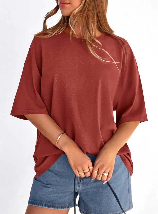 PRETTYGARDEN Womens 2026 Spring Going Out Tops Casual Short Sleeve Crewneck Loose Fit Basic Oversized T Shirts Summer Outfits - Image 5