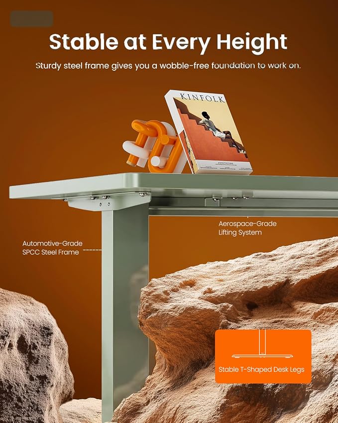 ErGear Height Adjustable Electric Standing Desk, 32 x 19 Inches Sit Stand up Desk, Memory Computer Home Office Desk,Green - Image 4