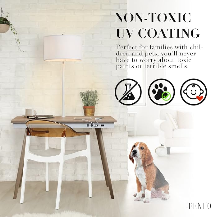 FENLO Future 39" Mid Century Desk for Home Office, Office Table with USB Charging Station, Mid Century Modern Desk with Wireless Charging, USB, and USB-C Ports - Image 6