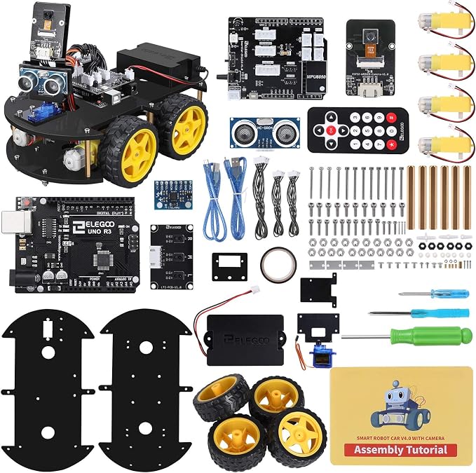 ELEGOO UNO R3 Smart Robot Car Kit V4 for Arduino Robotics for Kids Ages 8-12 12-16 STEM Science Kits Coding Gifts for 8 9 10 11 12 13 14 15 16 Year Old Boys Girls Teens Cool Engineering Building Toys | FPV Video, Line Tracking, Ultrasonic Obstacle Avoi... by Unknown