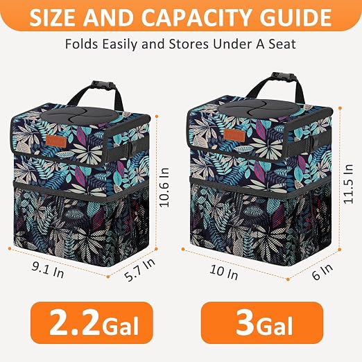 Vankor 3 Gallons Car Trash Can with Lid, Bag Bin Hanging Waterproof Automotive Car Garbage Cans Leak Proof Vehicle Trash Can for Truck SUV,Colorful Leaves - Image 7
