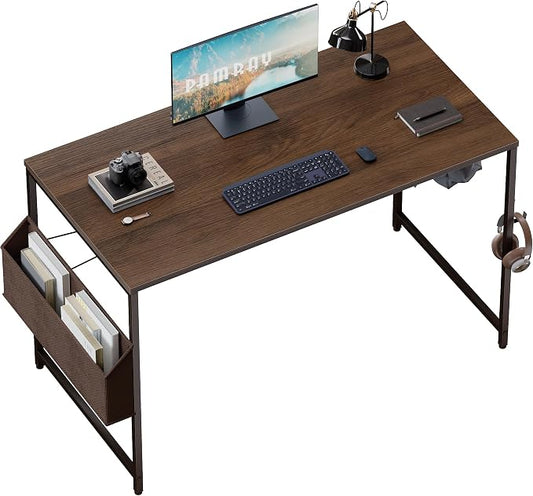 Pamray 47 Inch Computer Desk for Small Spaces with Storage Bag, Home Office Work Desk with Headphone Hook, Small Office Desk Study Writing Table by PAMRAY