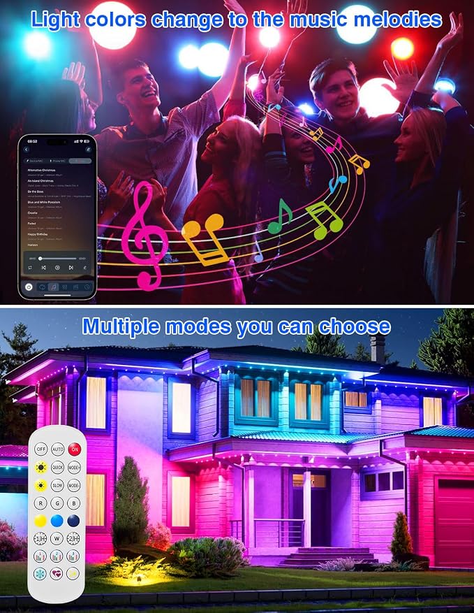 Spot Lights Outdoor, Smart RGBW LED Color Changing Landscape Lighting with APP and Remote Control, Music Mode, DIY Scenes, Timing, IP65 Waterproof Spotlight Plug in for Yard Garden, 4 Pack - Image 7