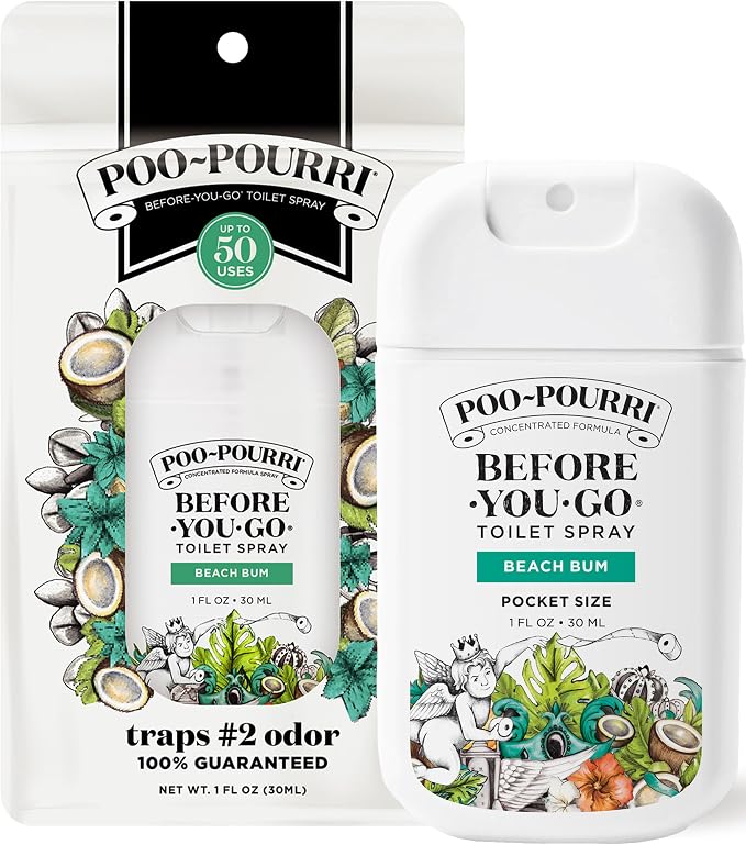 Poo-Pourri Before-You-Go Pocket Toilet Spray, Travel Essentials, Beach Bum, 1 Fl Oz, Up to 50 Uses, On-The-Go Bathroom Odor Deodorizer with Essential Oils, TSA Approved Size, Coconut Orchid Scent by Unknown